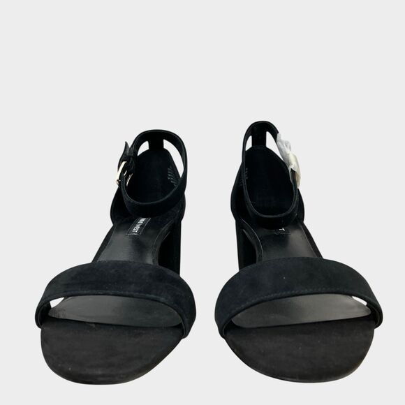 Nine West Open Toe Pumps 11M Black Suede Heels Ankle Strap Frostbite - Picture 3 of 13